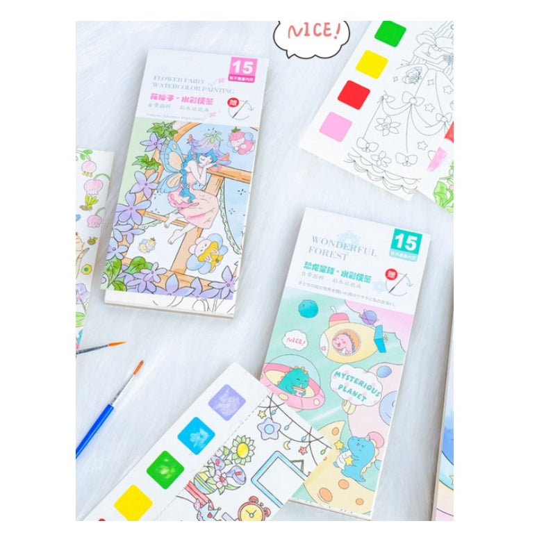 Mainan Edukasi Anak Buku Gambar Mewarnai Travel Pocket Coloring Book, Buku gambar cat 2 in 1