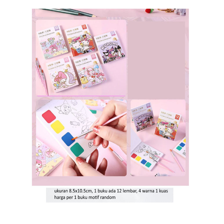 Mainan Edukasi Anak Buku Gambar Mewarnai Travel Pocket Coloring Book, Buku gambar cat 2 in 1