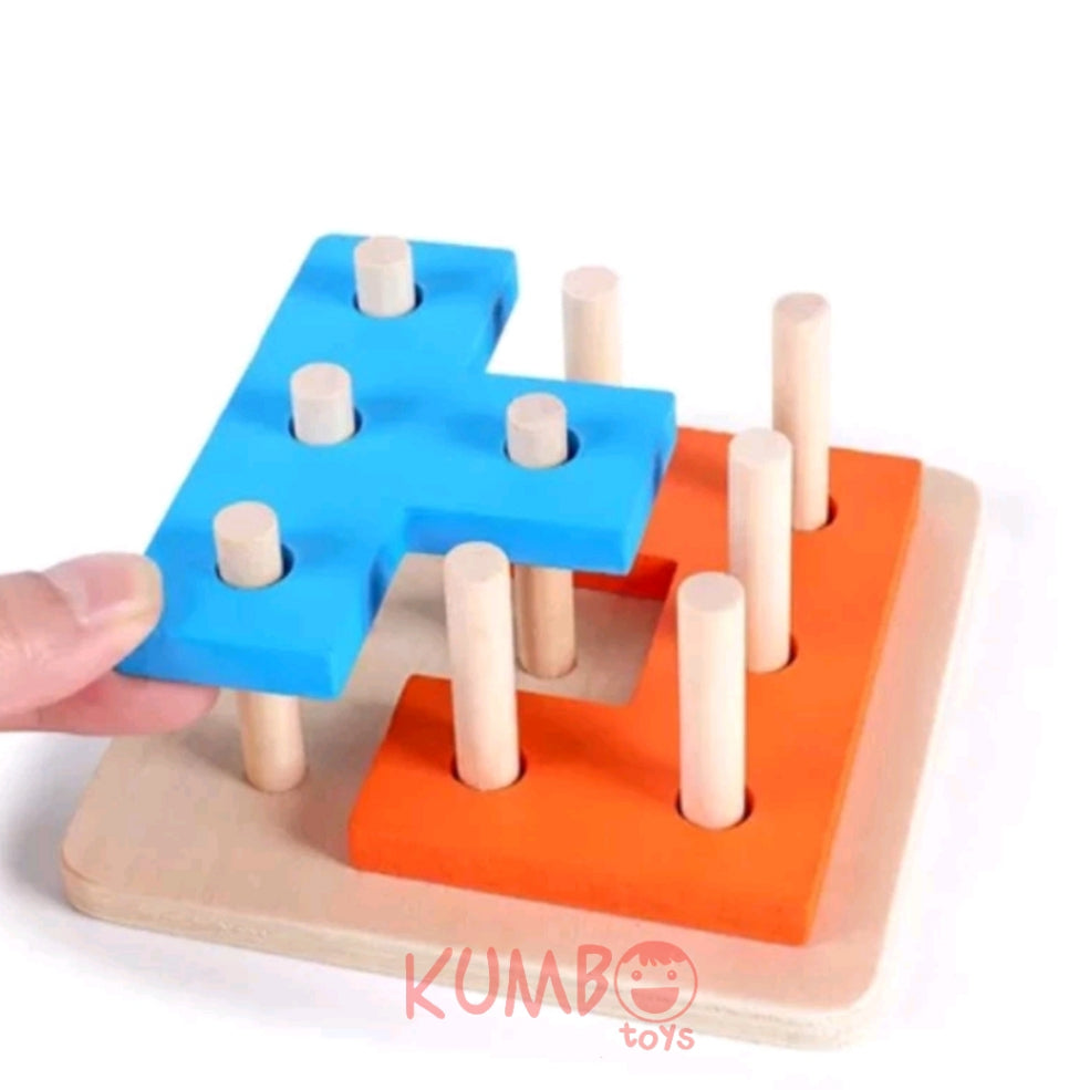 Mainan Edukasi Anak Puzzle Kayu Geometri Pilar Kotak Menara Tetris