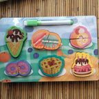 Mainan Edukasi Anak Puzzle 3D Chunky Kayu Papan Tulis 2 in 1
