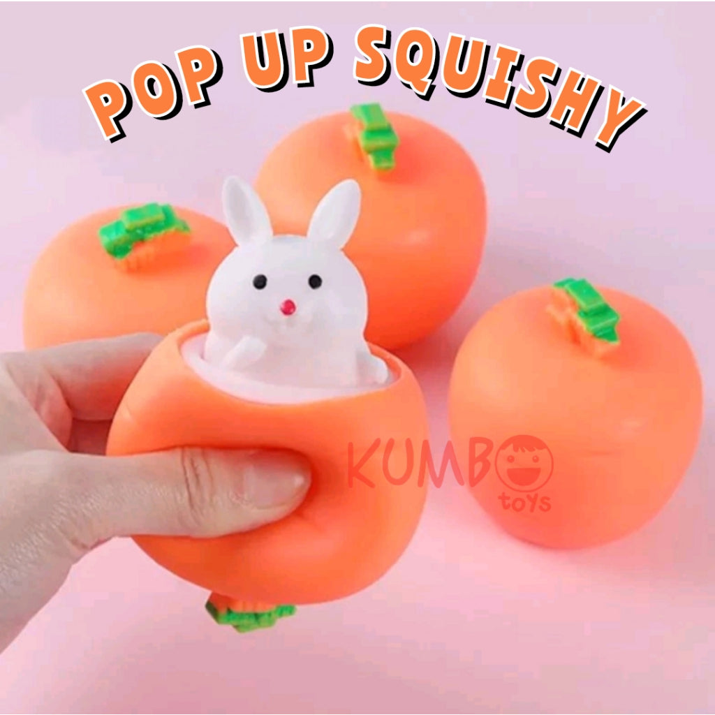 Mainan Squishy Pop Up Kelinci Wortel Anti Stress Squishy Rabbit Carrot