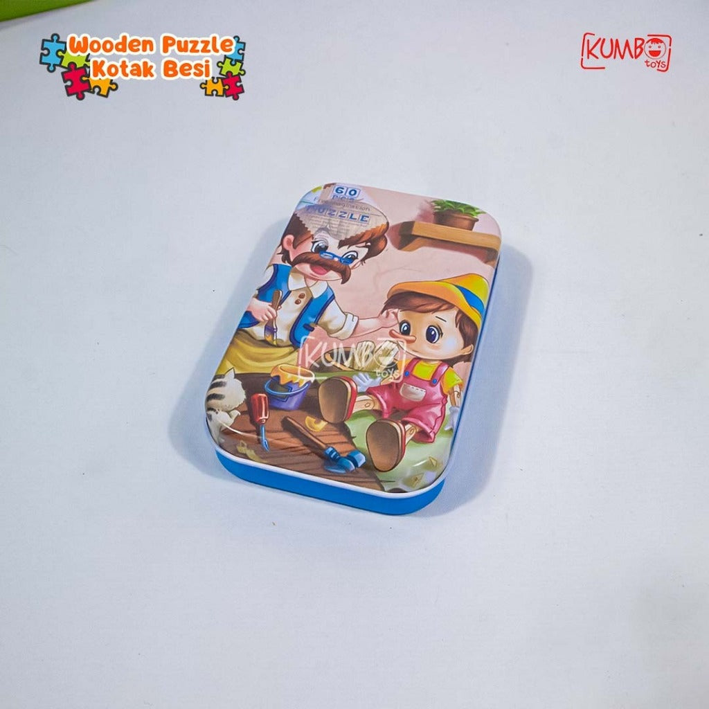 Mainan Edukasi Anak Puzzle Kayu Wooden Puzzle Kotak Besi 60pcs