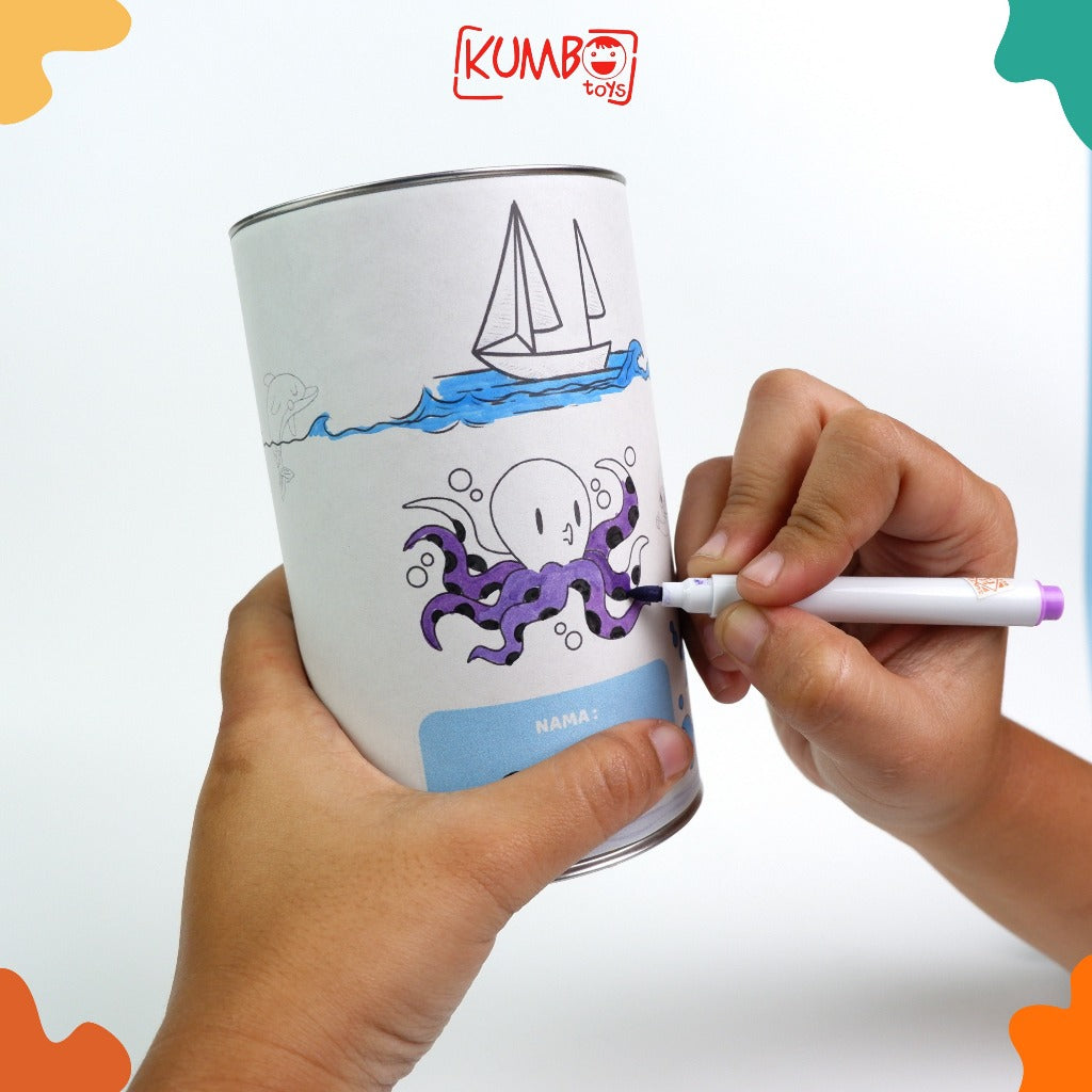 Mainan Edukasi Celengan Kaleng Mewarnai Anak Souvenir Ulang Tahun Anak Celengan Lukis