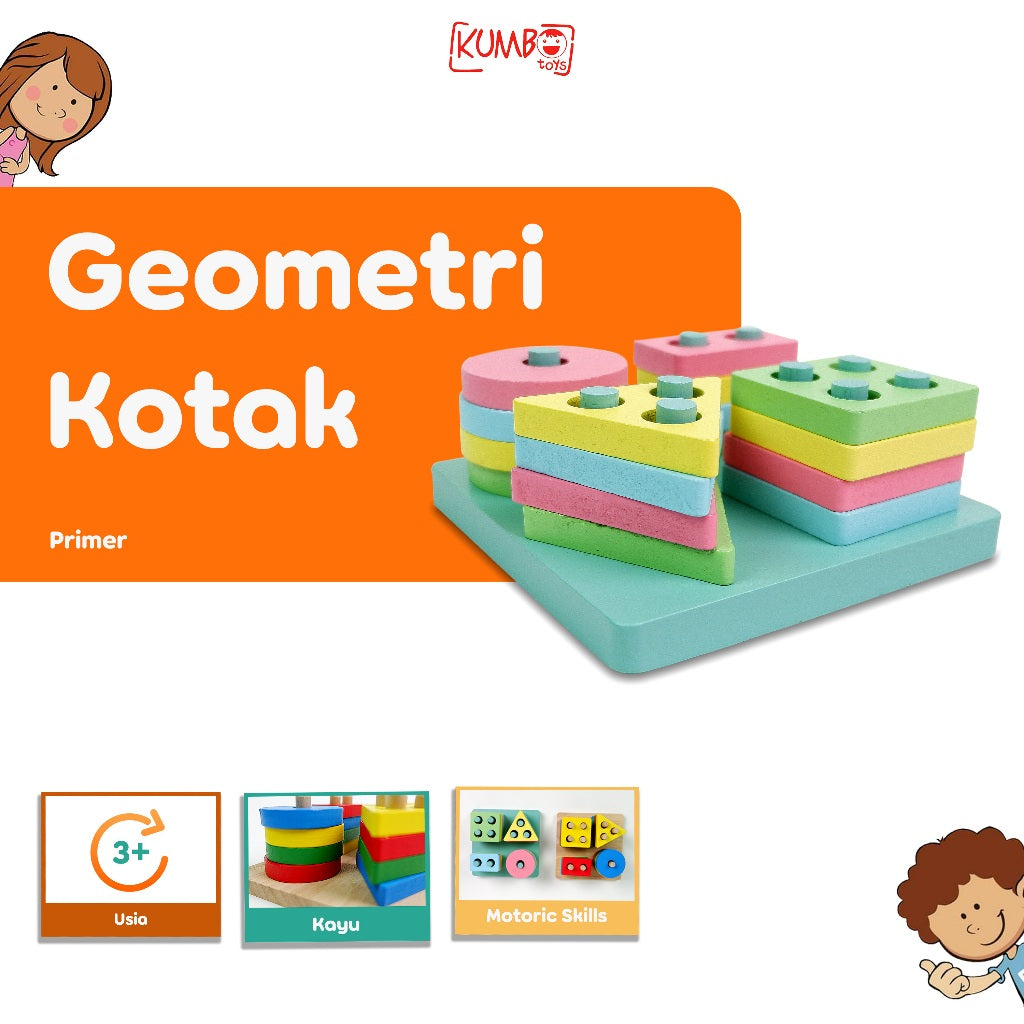 Mainan Edukasi Anak Puzzle Geometri Kotak