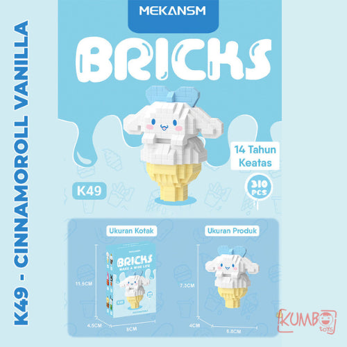 Mainan Edukasi Anak Bricks Fast Food 3D Block Karakter Sanrio