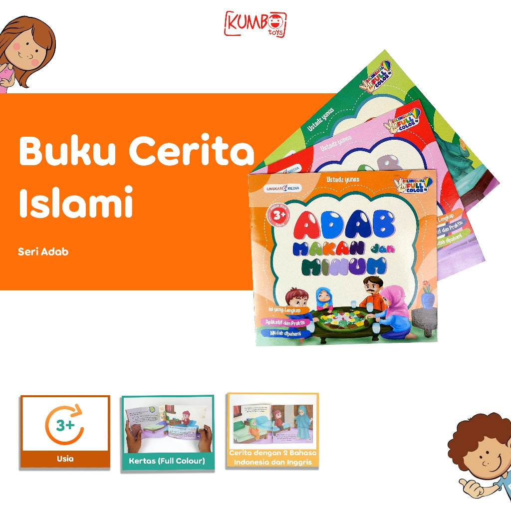 Buku Cerita Anak Bergambar Islami Seri Adab Full Color Bilingual Adab Version