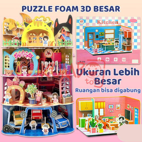 Mainan Edukasi Anak Puzzle Foam 3D Besar DIY Jigsaw Foam