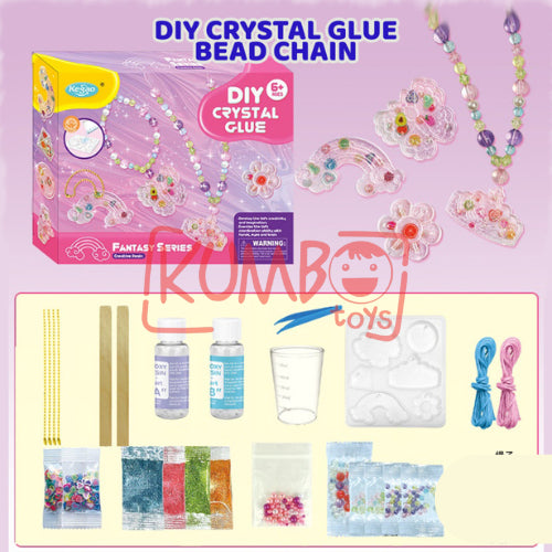 Mainan Edukasi Anak DIY Crystal Glue Manik Resin Aksesoris Gantungan Kunci