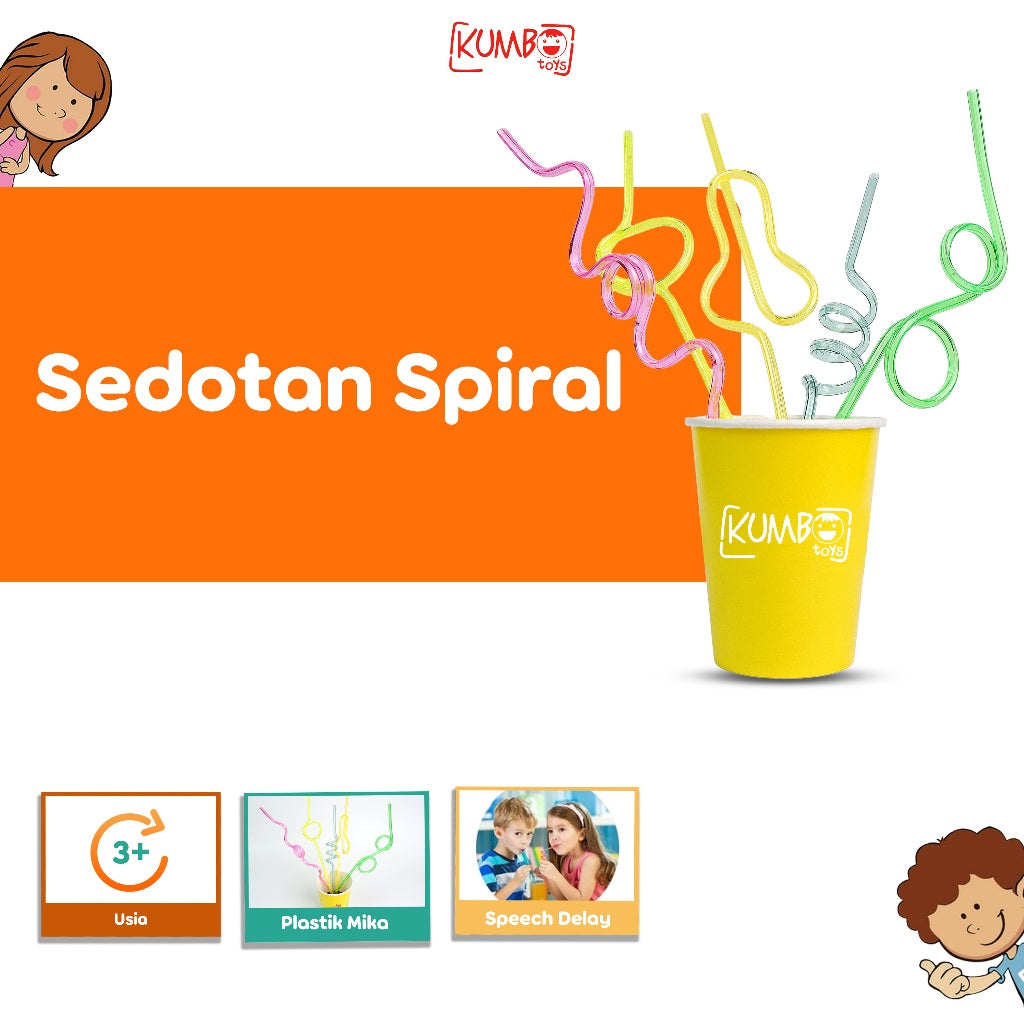 Sedotan Terapi Wicara/Sedotan Ulir Oral Motor Straw Mika Warna Warni Speech Delay