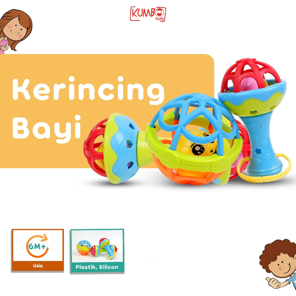 Mainan Kerincing Bayi Mainan Gigitan Bayi Bola Putar Teether Rattle Stick