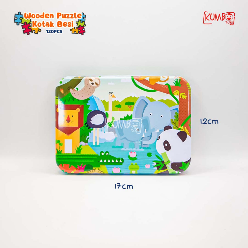 Mainan Edukasi Anak Puzzle Kayu Wooden Kotak Besi 120pcs