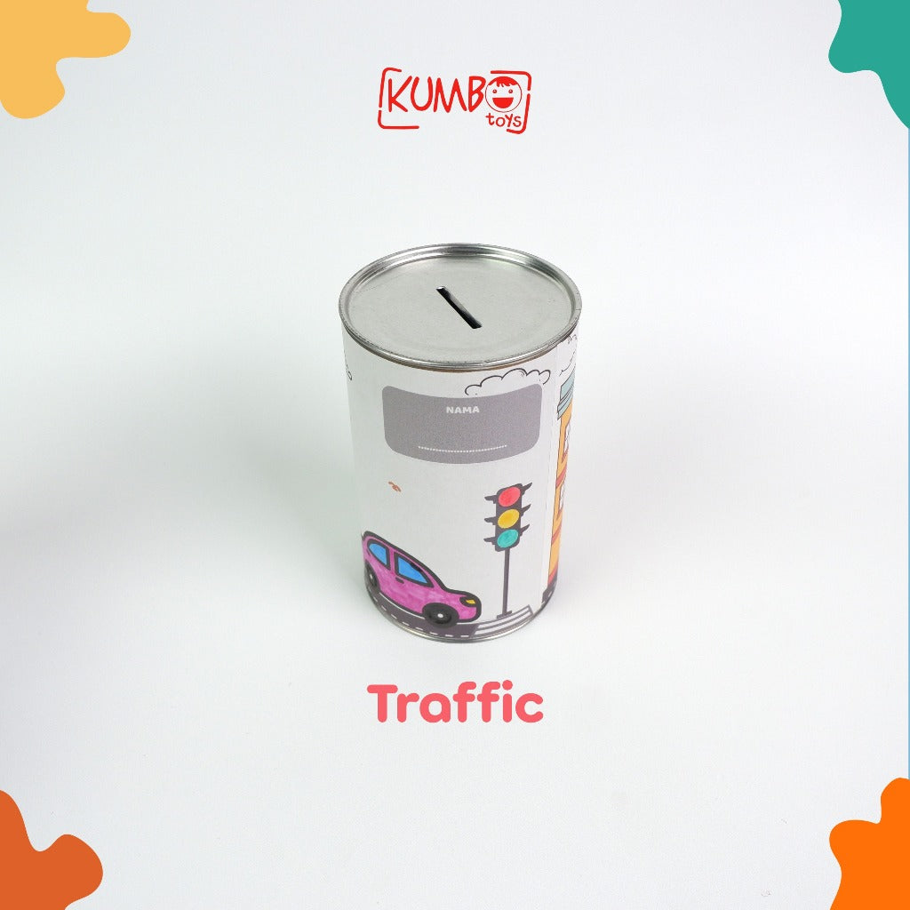 Mainan Edukasi Celengan Kaleng Mewarnai Anak Souvenir Ulang Tahun Anak Celengan Lukis