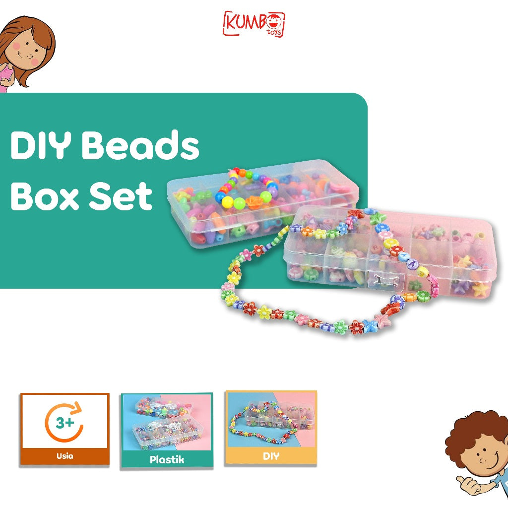 Mainan Edukasi Sensory Play Anak DIY Beads Box Set Kotak Manik Aksesoris Gelang Kalung