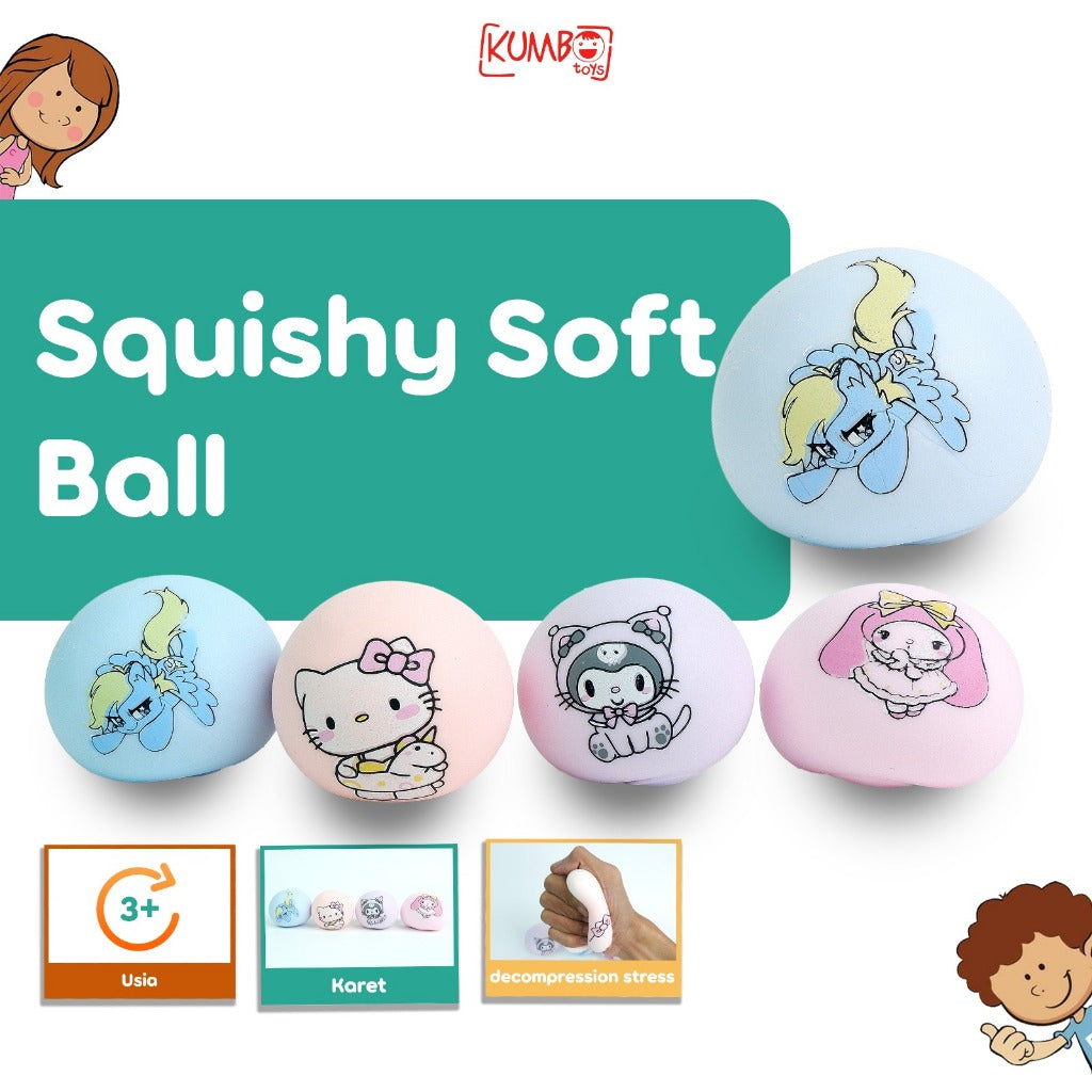 Mainan Edukasi Squishy Soft Ball Sanrio Karakter Fluid Decompression Pinch