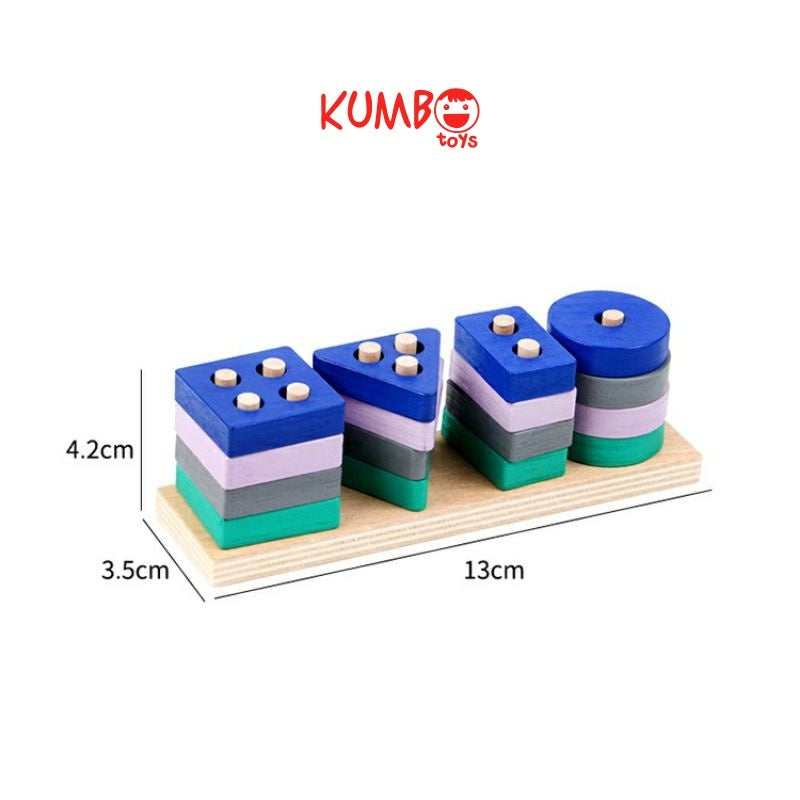 KUMBOTOYS Mainan Edukasi Anak Basic Shape Kayu Balok Geometri Puzzle 3D/Mainan Montesorri Anak