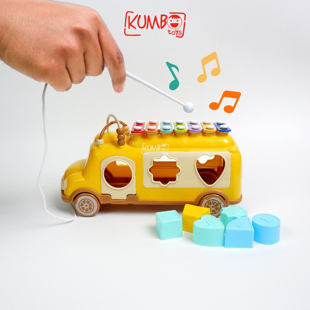 Mainan Edukasi Anak Mobil Happy Bus Xylophone Montessori play