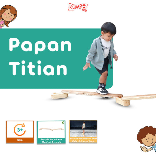 Papan Titian Balance Beam Papan Keseimbangan Anak Mainan Kayu Edukatif
