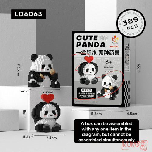 Mainan Edukasi Anak Bricks Cute Panda 3D Block Magic Building