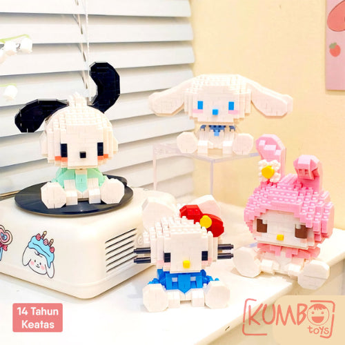 Mainan Edukasi Anak Bricks Magic Blocks Besar Karakter Sanrio 3D DIY Block