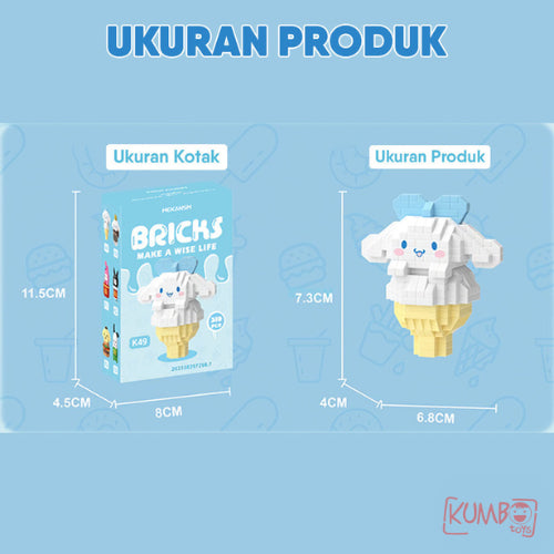 Mainan Edukasi Anak Bricks Fast Food 3D Block Karakter Sanrio