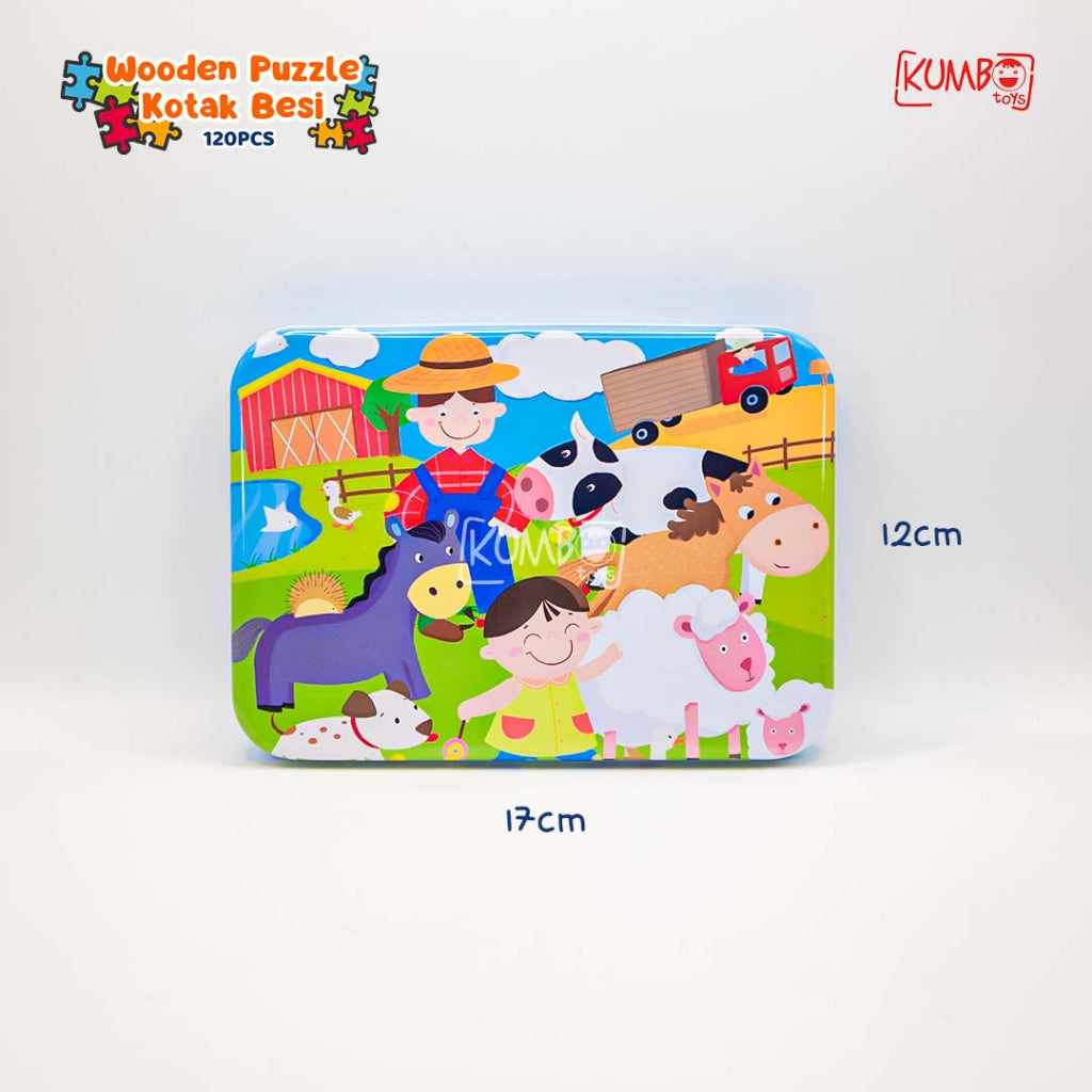 Mainan Edukasi Anak Puzzle Kayu Wooden Kotak Besi 120pcs