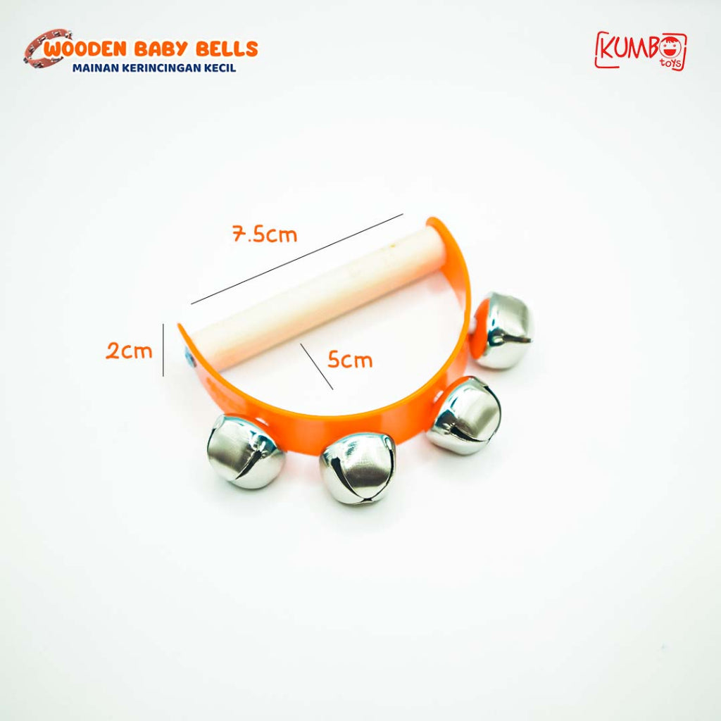 Mainan Edukasi Alat Musik Anak Kayu Tamborin Baby Bells Mini Wooden Kerincingan Kecil