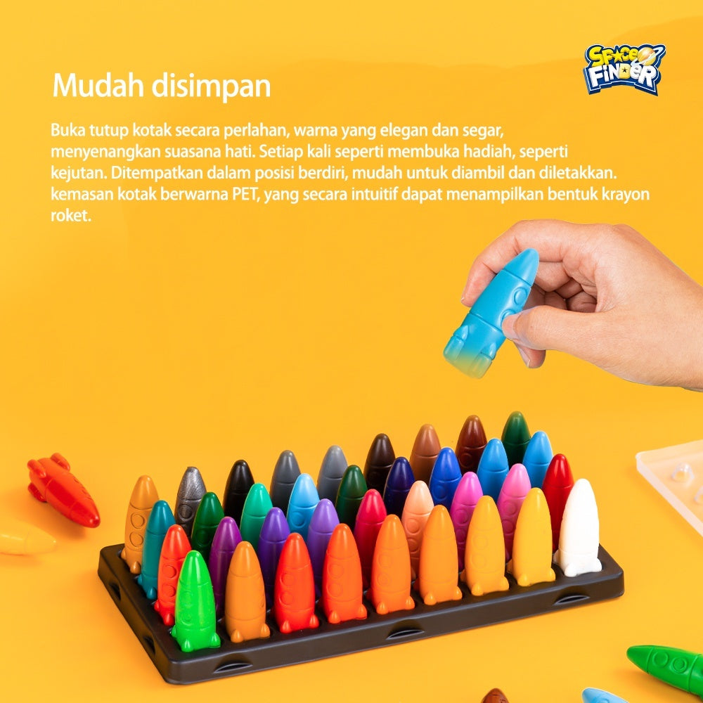 Mainan Edukasi Anak Deli Oil Pastel Krayon anak Bentuk Rocket Space Finder Tidak Mudah Patah Tidak Mengotori Tangan Free Sticker 72109-X