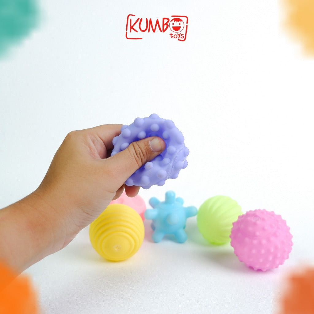 Mainan Edukasi Bola Karet 6 PCS Sensory Toys Bayi Mainan Gigitan Textured Touch Mandi Handball