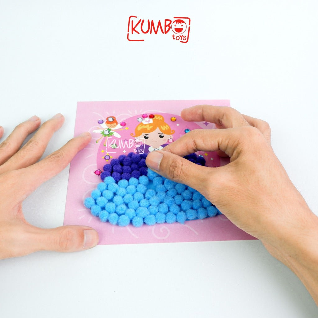 Mainan Edukasi Anak DIY Menempel Pompom Figura Art And Craft Frame