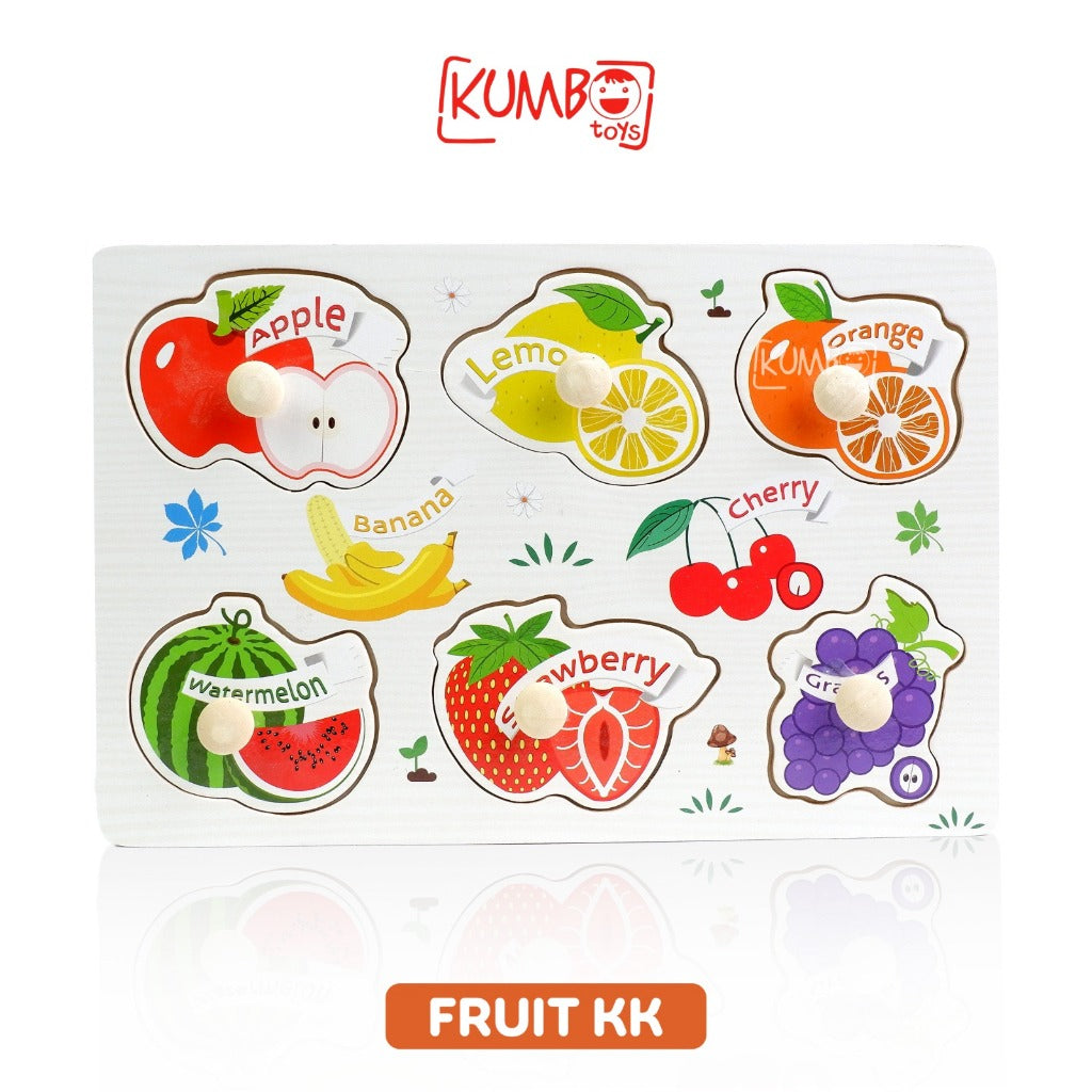 Mainan Edukasi Anak Puzzle Kayu Knob 22 x 15 cm Aneka Gambar