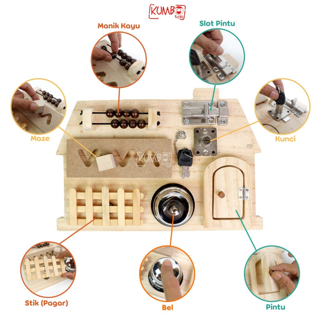 Busy Board Mainan Edukasi Montessori Papan Main Anak