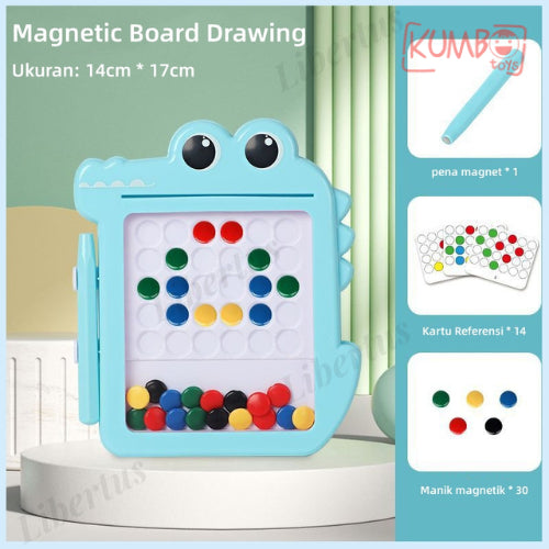 Mainan Edukasi Anak Magnetic Drawing Board Sketchpad Crab dan Mini Dino
