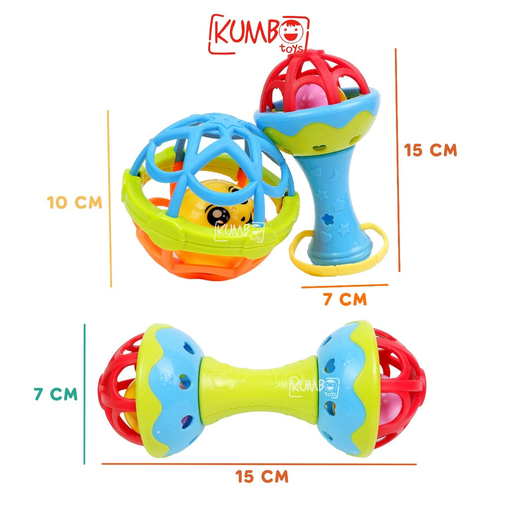 Mainan Kerincing Bayi Mainan Gigitan Bayi Bola Putar Teether Rattle Stick