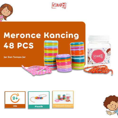 Mainan Montessori Meronce Kancing Besar 48 pcs Kancing Jumbo Kancing Gajah