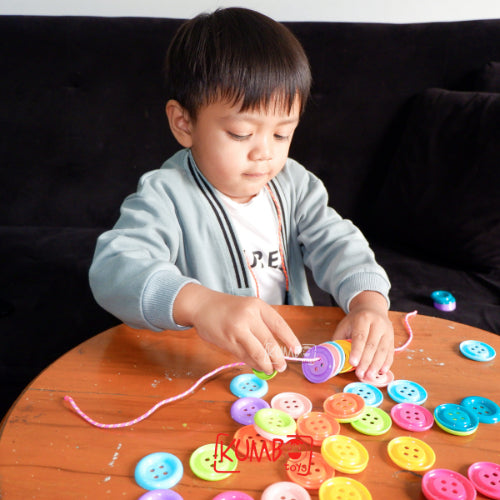 Mainan Montessori Meronce Kancing Besar 48 pcs Kancing Jumbo Kancing Gajah