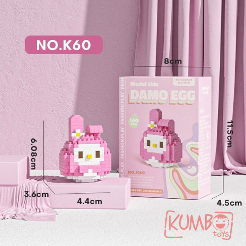 Mainan Anak Bricks Mini Damo Egg Karakter Lucu