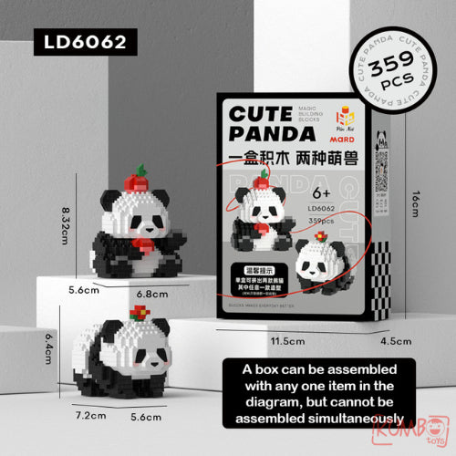 Mainan Edukasi Anak Bricks Cute Panda 3D Block Magic Building