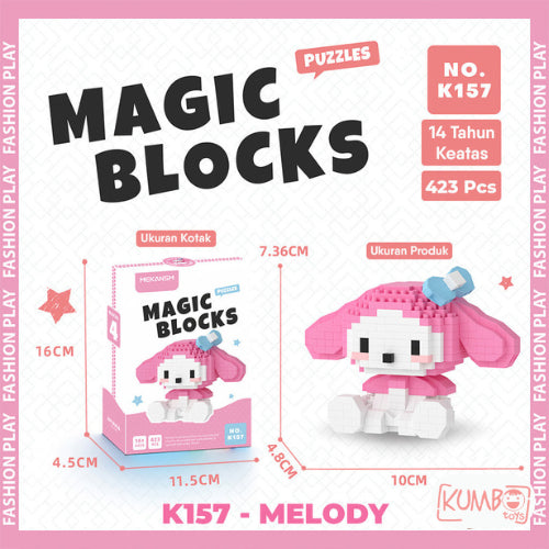 Mainan Edukasi Anak Bricks Magic Blocks Besar Karakter Sanrio 3D DIY Block
