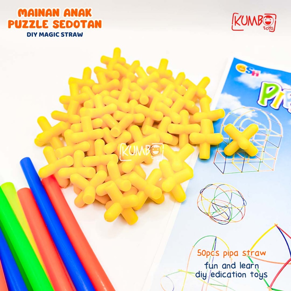 Mainan anak Puzzle Sedotan DIY Magic Straw