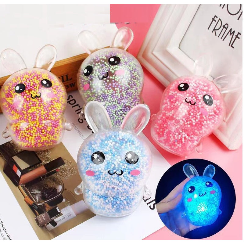 Mainan Anak Squishy Rabbit Bubble With Light Decompression LED Motif Kelinci