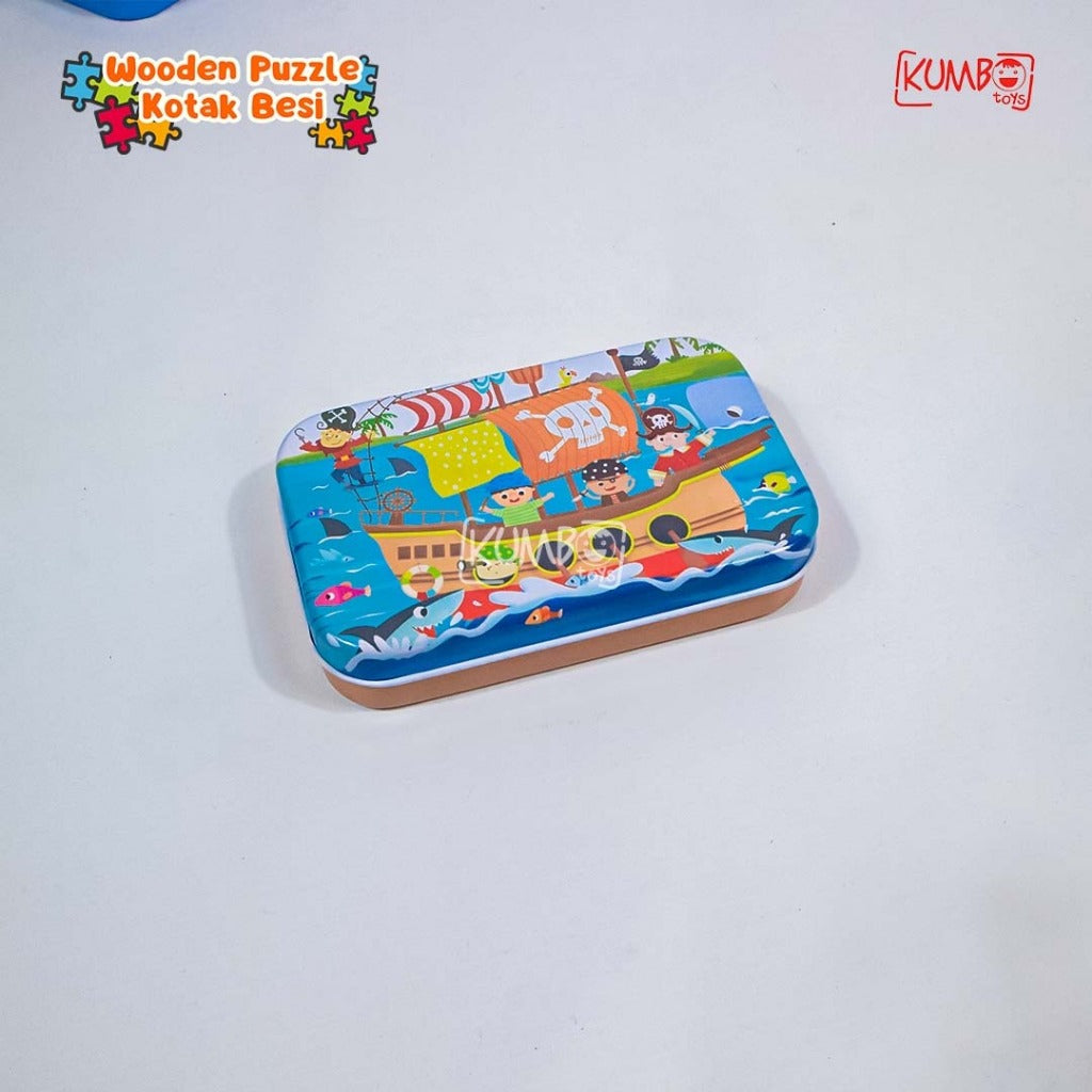 Mainan Edukasi Anak Puzzle Kayu Wooden Puzzle Kotak Besi 60pcs