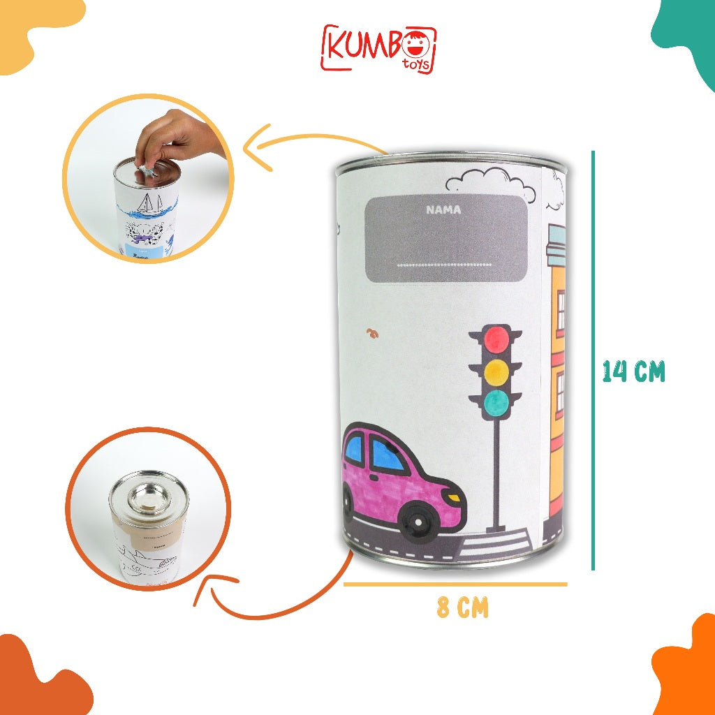 Mainan Edukasi Celengan Kaleng Mewarnai Anak Souvenir Ulang Tahun Anak Celengan Lukis