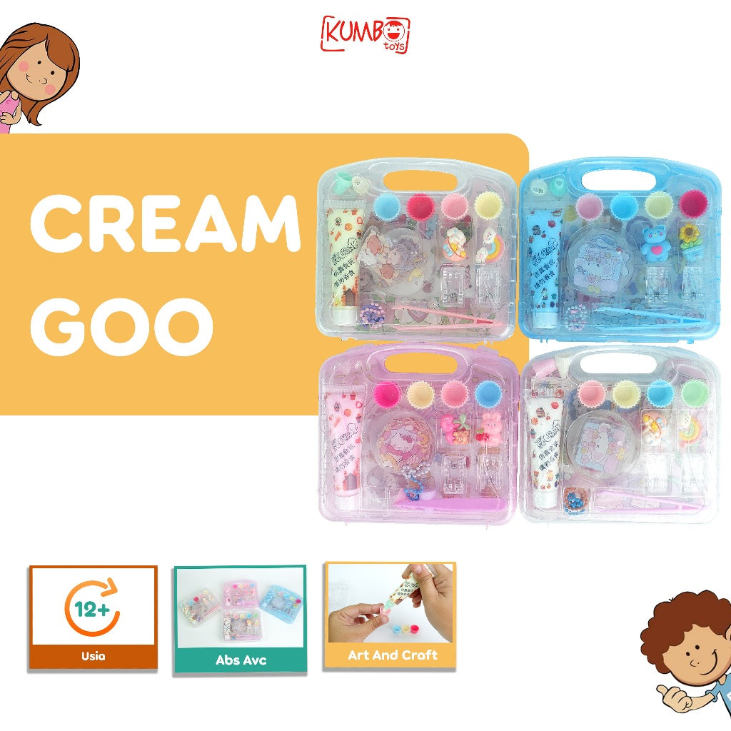 Mainan Edukasi DIY Cream Goo Card Set Krim Akrilik Gooka Aksesoris Hiasan Stiker Seni Kerajinan
