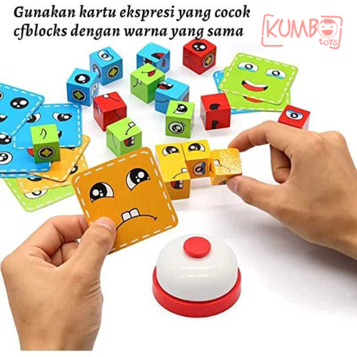Mainan Edukasi Anak Susun Ekspresi Face Changing Rubik Cube Family Game