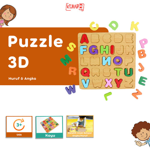 Mainan Edukasi Anak Puzzle 3D Huruf dan Angka