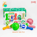 Mainan Edukasi Dinosaur Bowling Ball Set Pin Motif Dinosaurus Olahraga Anak