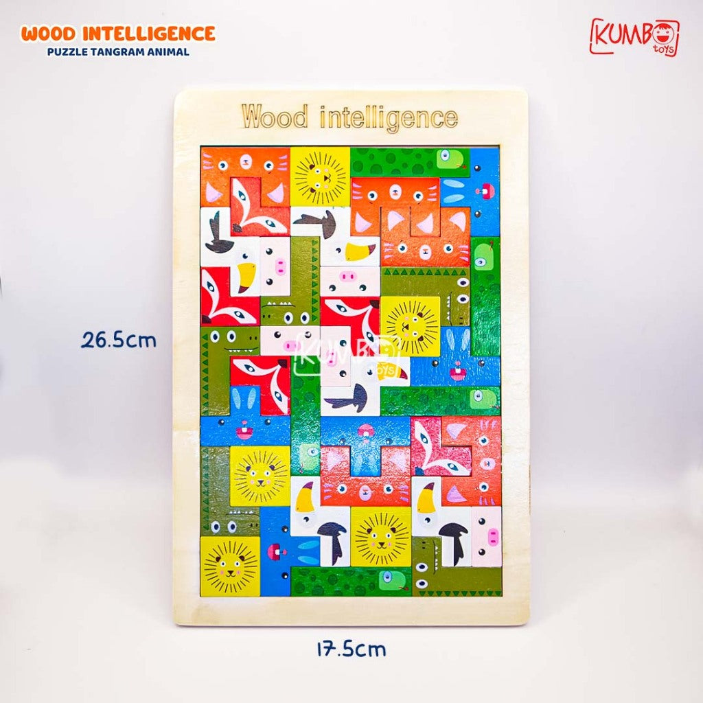 Mainan Edukasi Anak Puzzle Tangram Tetris Geometri Kayu