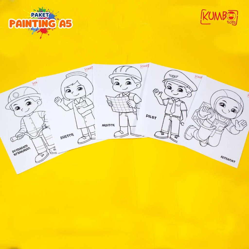 Paket Painting Edukasi Anak Mewarnai Ukuran A5 / Paket Painting Hampers Ulang Tahun Hemat