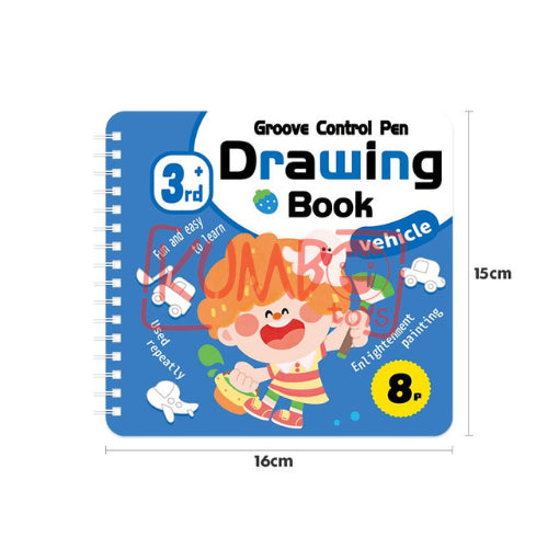 Mainan Edukasi Anak Buku Mewarnai Coloring Drawing Book 8 Lembar Groove Control Pen