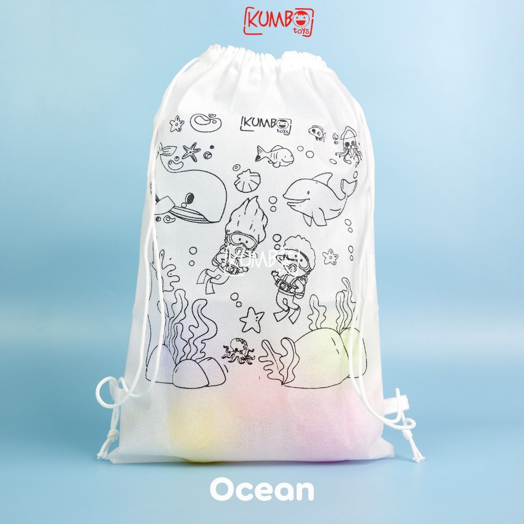Tas Serut Anak Spunbond Bergambar DIY Coloring Goodie Bag Souvenir Ulang Tahun